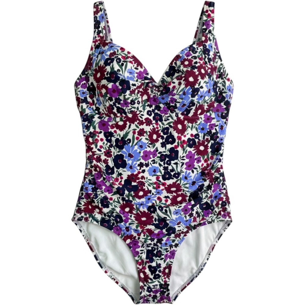 NWT Anne Cole Floral Twist Front One Piece Swimsuit Multicolor Size 14 Beach